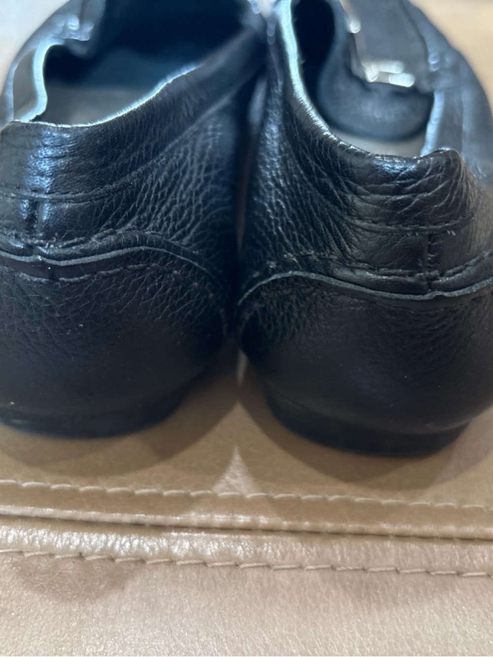 Talbots Black minimalist genuine Leather Slip-On Loafers - Picture 5 of 8